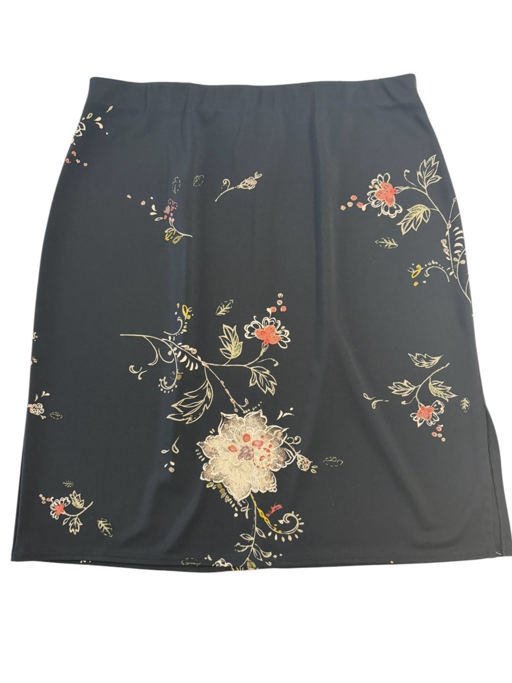 90s Y2K USA Black Floral Slip Skirt